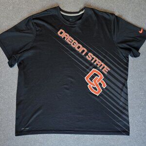 Oregon State OS Men's Nike Dri-Fit T-Shirt Size XXL Black with Orange Letters